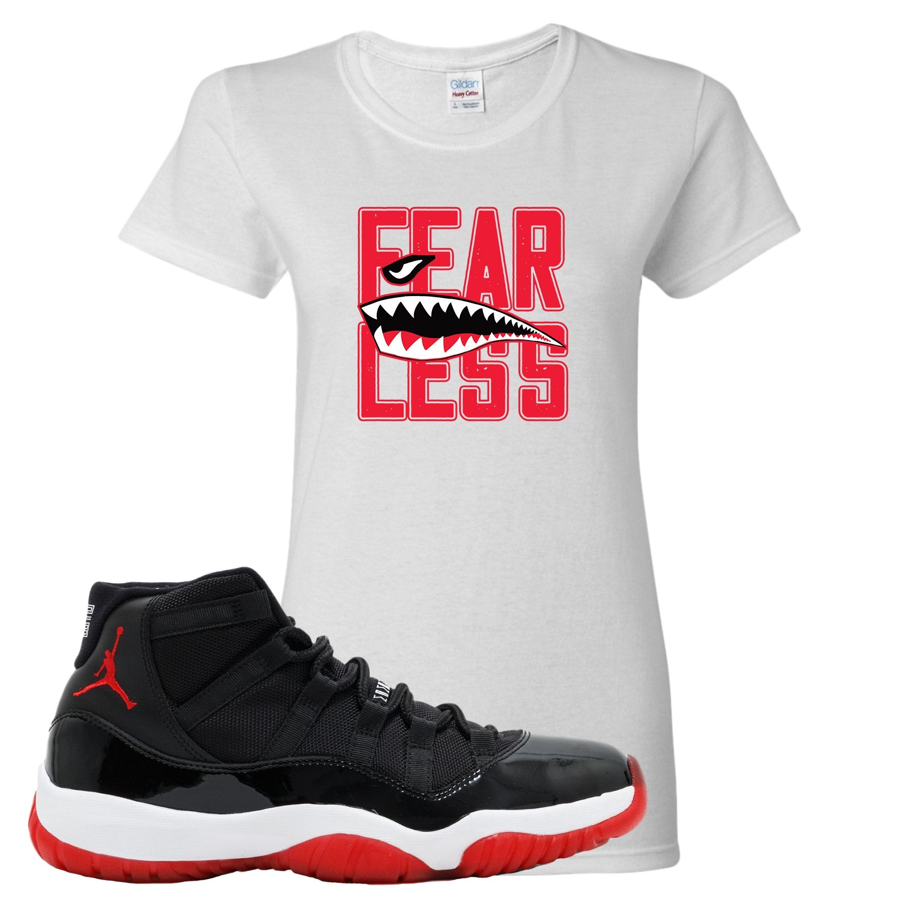 Jordan 11 Bred Fearless White Sneaker Hook Up Women's T-Shirt
