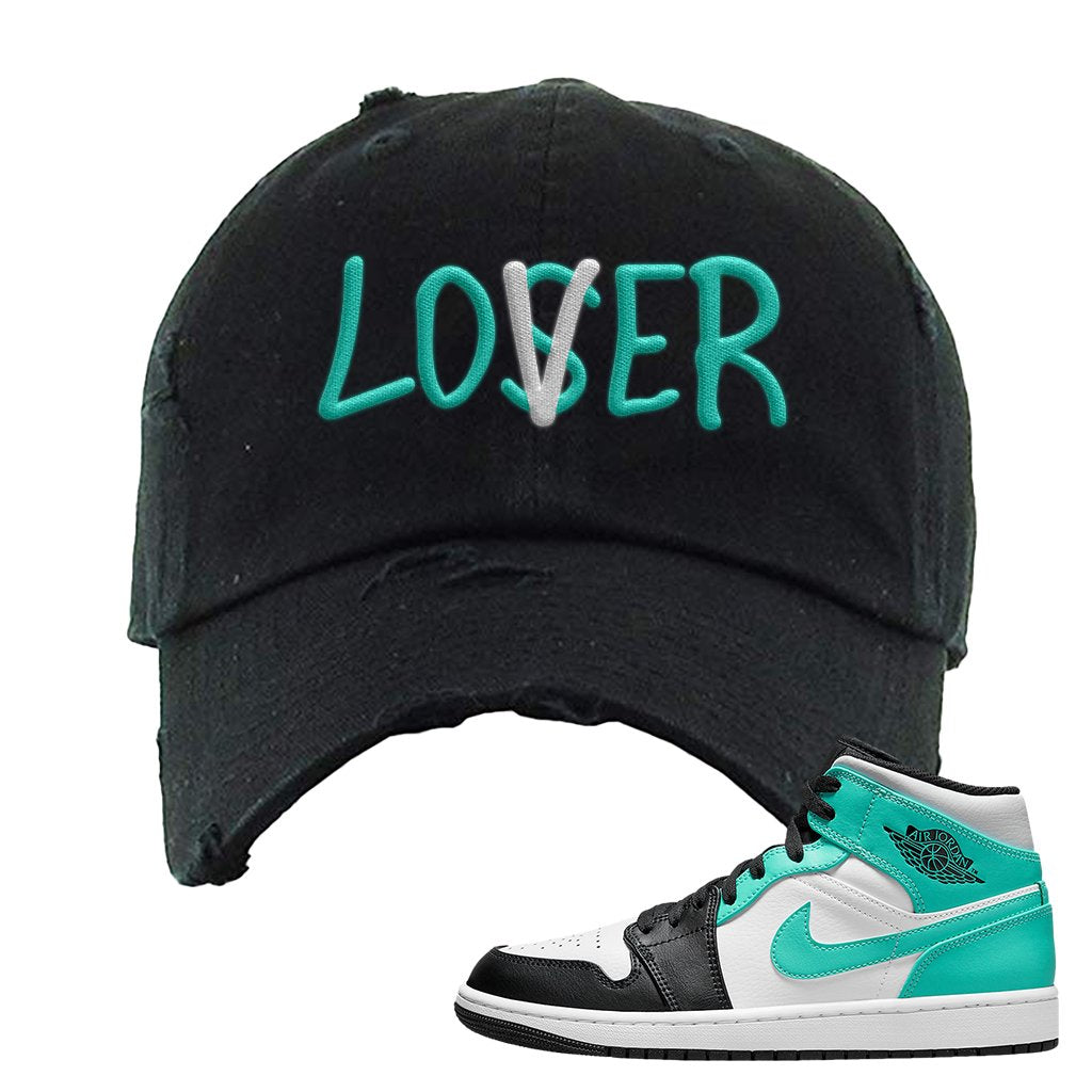 Air Jordan 1 Mid Tropical Twist Distressed Dad Hat | Lover, Black