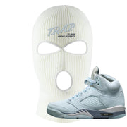 Blue Bird 5s Ski Mask | Trap To Rise Above Poverty, White