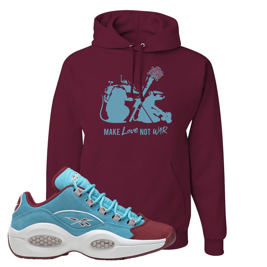 Maroon Light Blue Question Lows Hoodie | Army Rats, Maroon