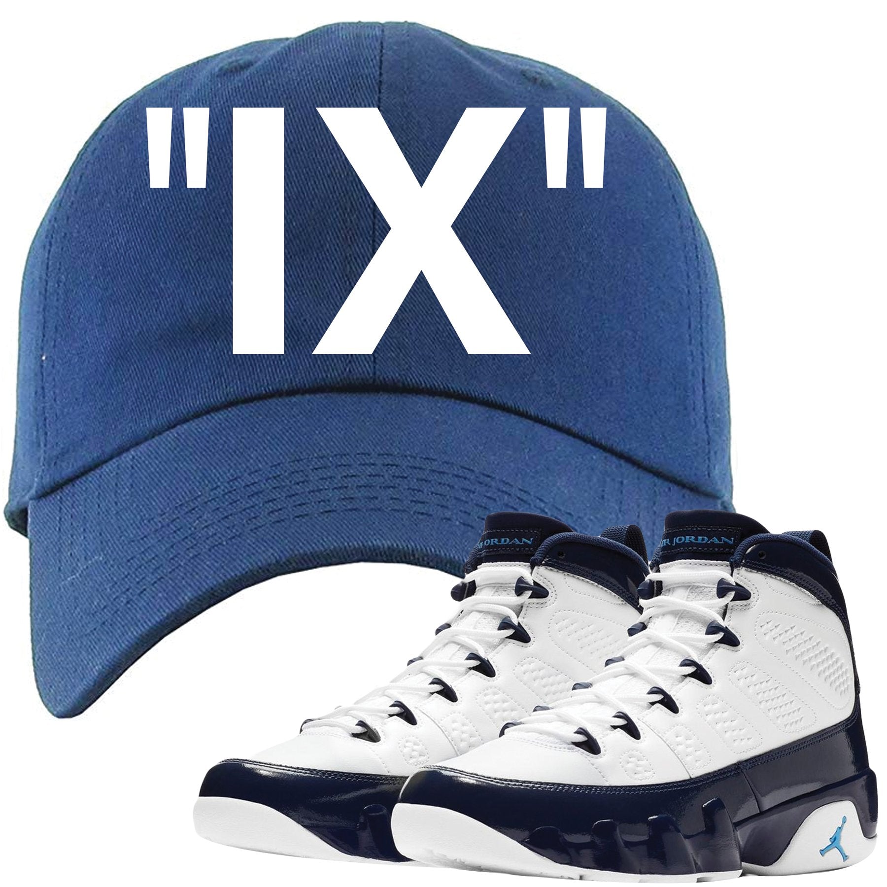 Match your pair of Jordan 9 UNC Blue Pearl All Star sneakers with this Jordan 9 UNC sneaker matching dad hat