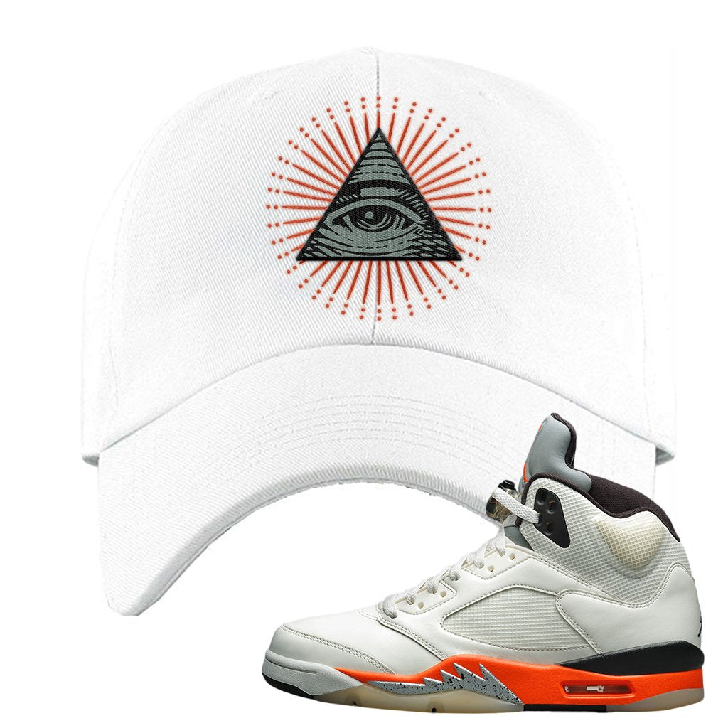 Shattered Backboard 5s Dad Hat | All Seeing Eye, White
