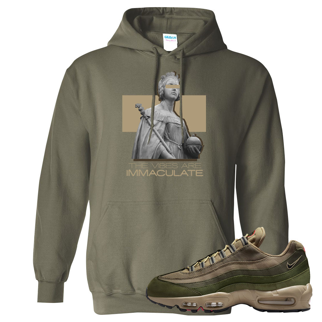 Medium Olive Rough Green 95s Hoodie | The Vibes Are Immaculate, Military Green