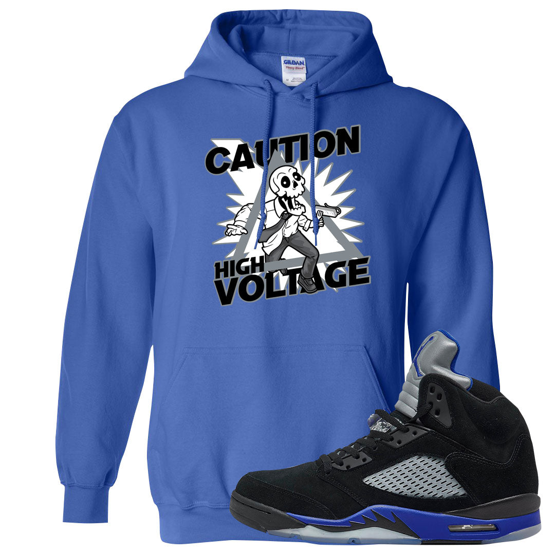 Racer Blue 5s Hoodie | Caution High Voltage, Royal