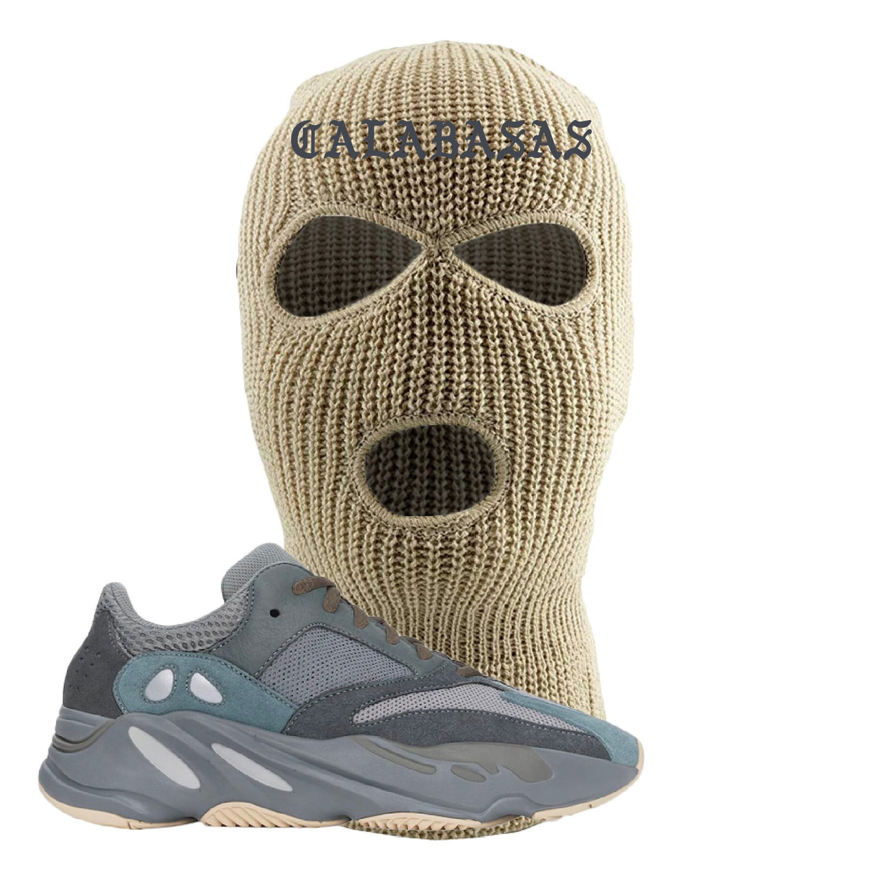 Yeezy Boost 700 Teal Blue Calabasas Khaki Sneaker Hook Up Ski Mask