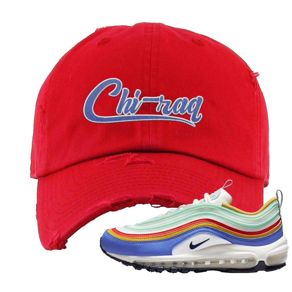 Multicolor 97s Distressed Dad Hat | Chiraq, Red