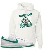 White Green Low Dunks Hoodie | Caution High Voltage, White