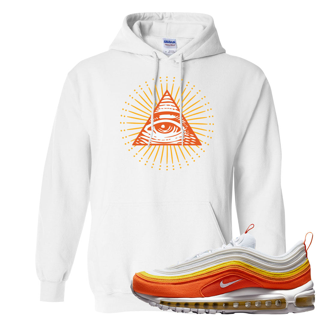 Club Orange Yellow 97s Hoodie | All Seeing Eye, White