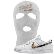 Primal White Leopard Low Dunks Ski Mask | Trap To Rise Above Poverty, White