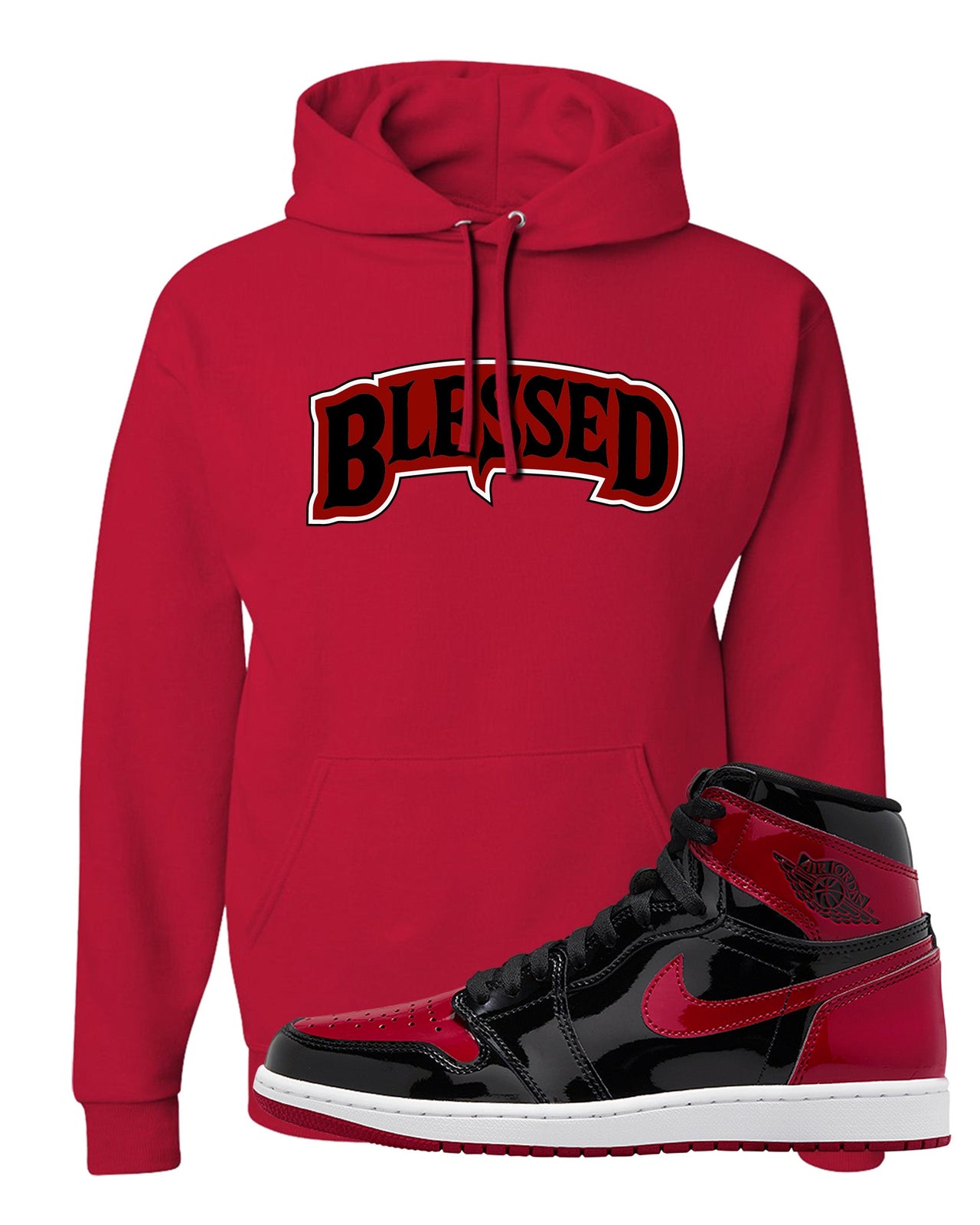 Patent Bred 1s Hoodie | Blessed Arch, Red