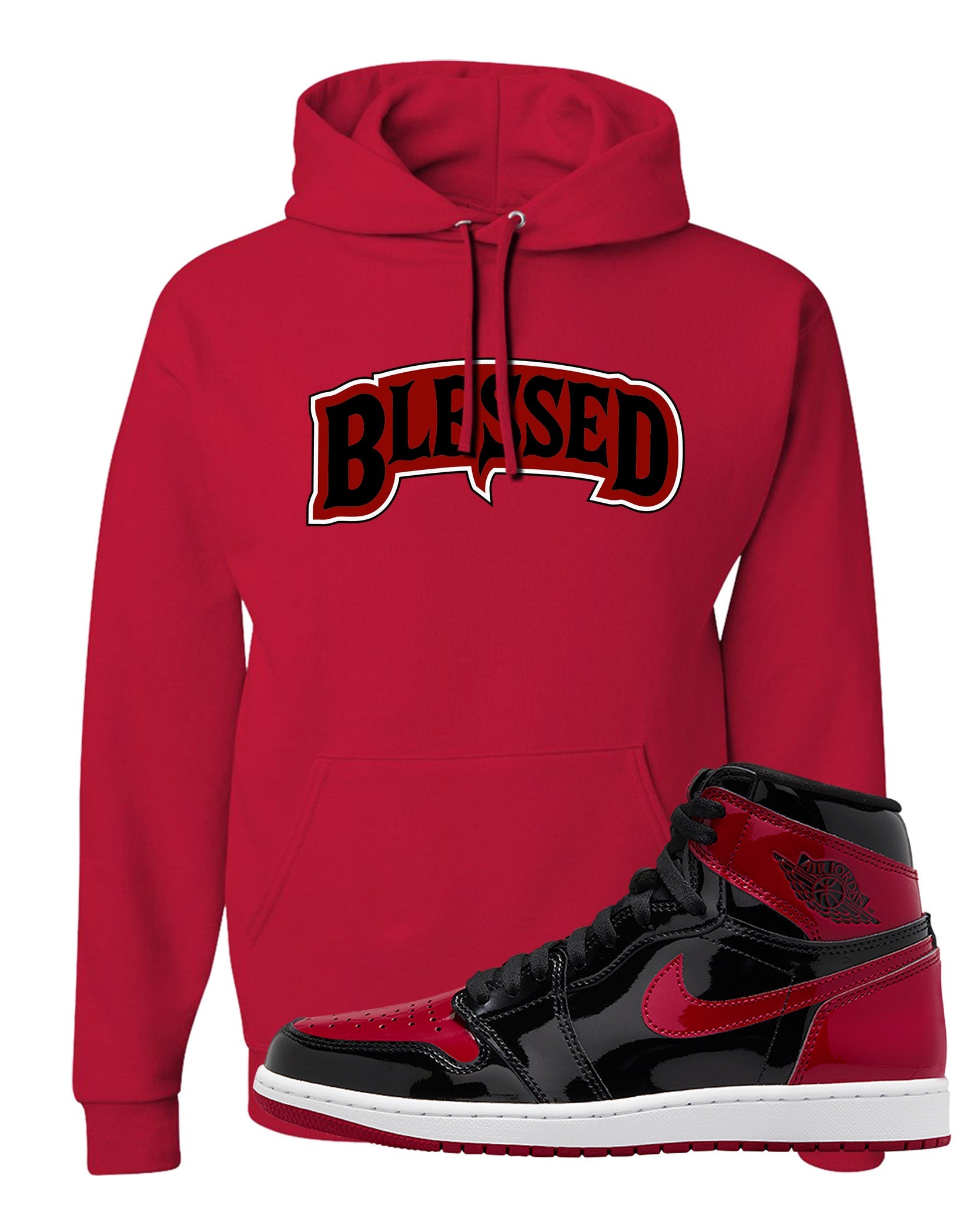 Patent Bred 1s Hoodie | Blessed Arch, Red