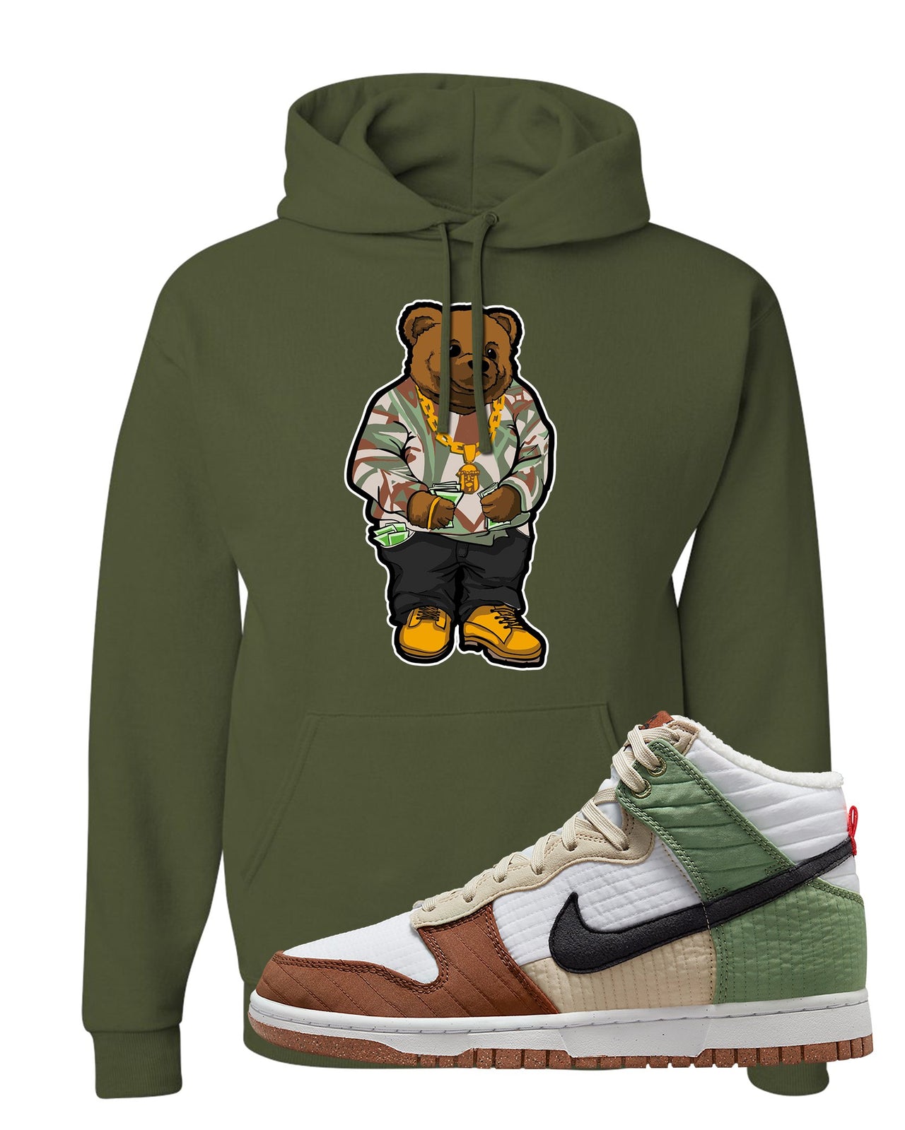Toasty High Dunks Hoodie | Sweater Bear, Military Green