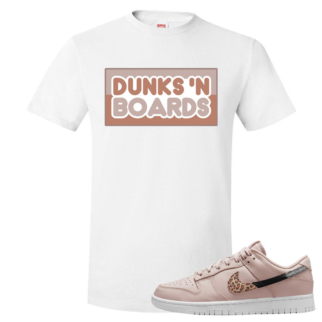 Primal Dusty Pink Leopard Low Dunks T Shirt | Dunks N Boards, White