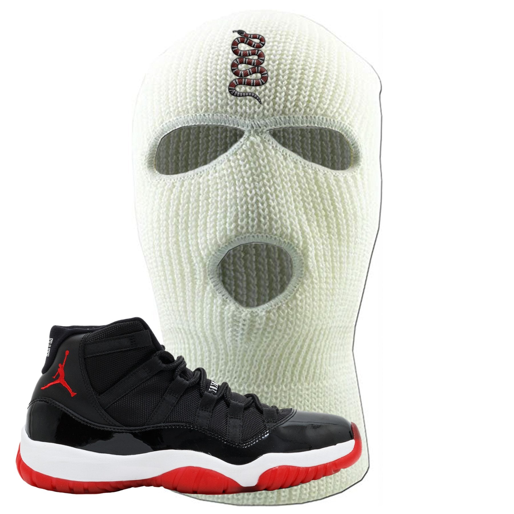 Jordan 11 Bred Coiled Snake White Sneaker Hook Up Ski Mask