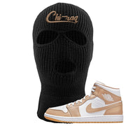 Air Jordan 1 Mid Tan Leather Ski Mask | Chiraq, Black