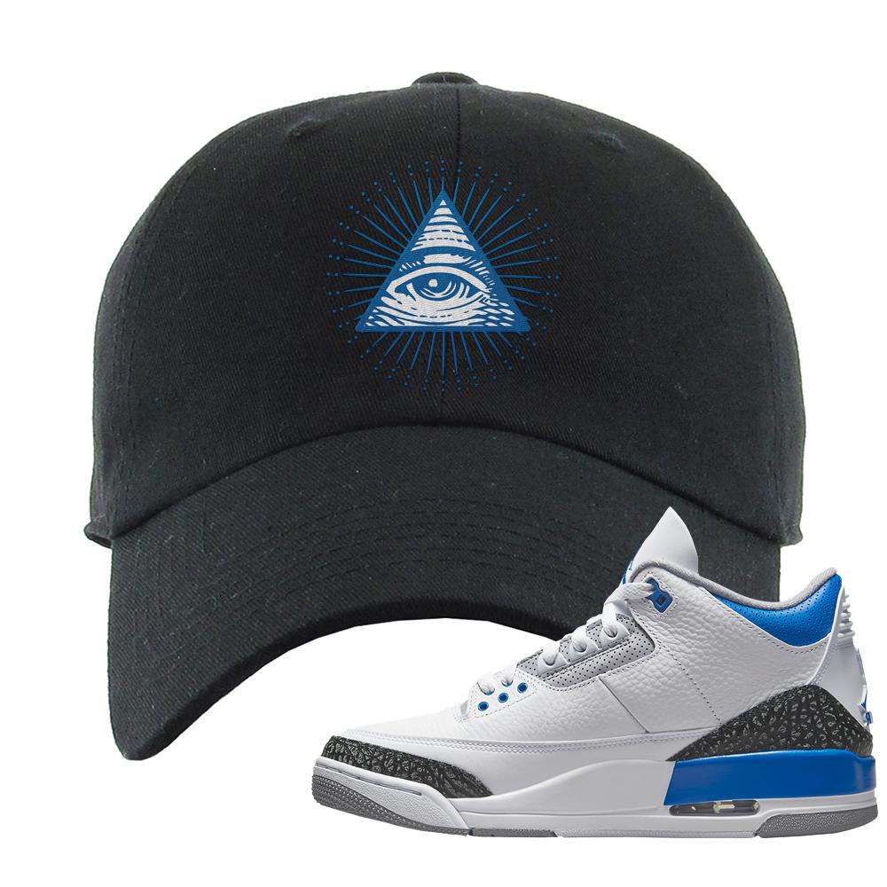 Racer Blue 3s Dad Hat | All Seeing Eye, Black