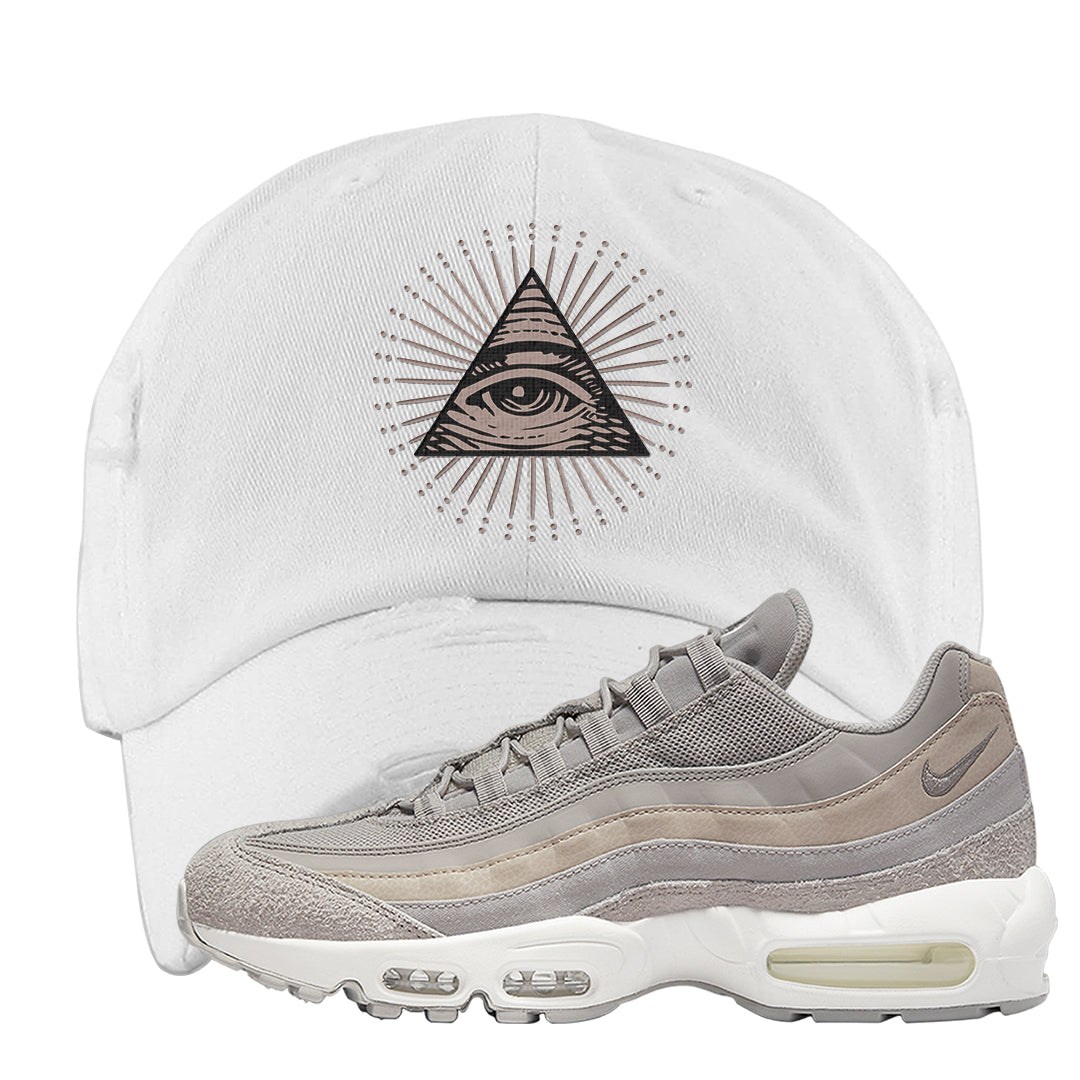 Cobblestone 95s Distressed Dad Hat | All Seeing Eye, White