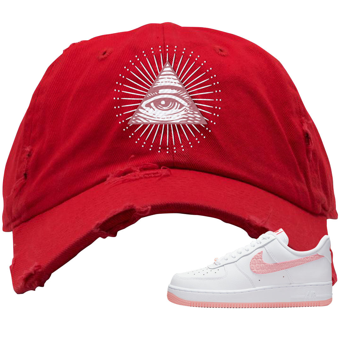 Valentine's Day 2022 AF1s Distressed Dad Hat | All Seeing Eye, Red