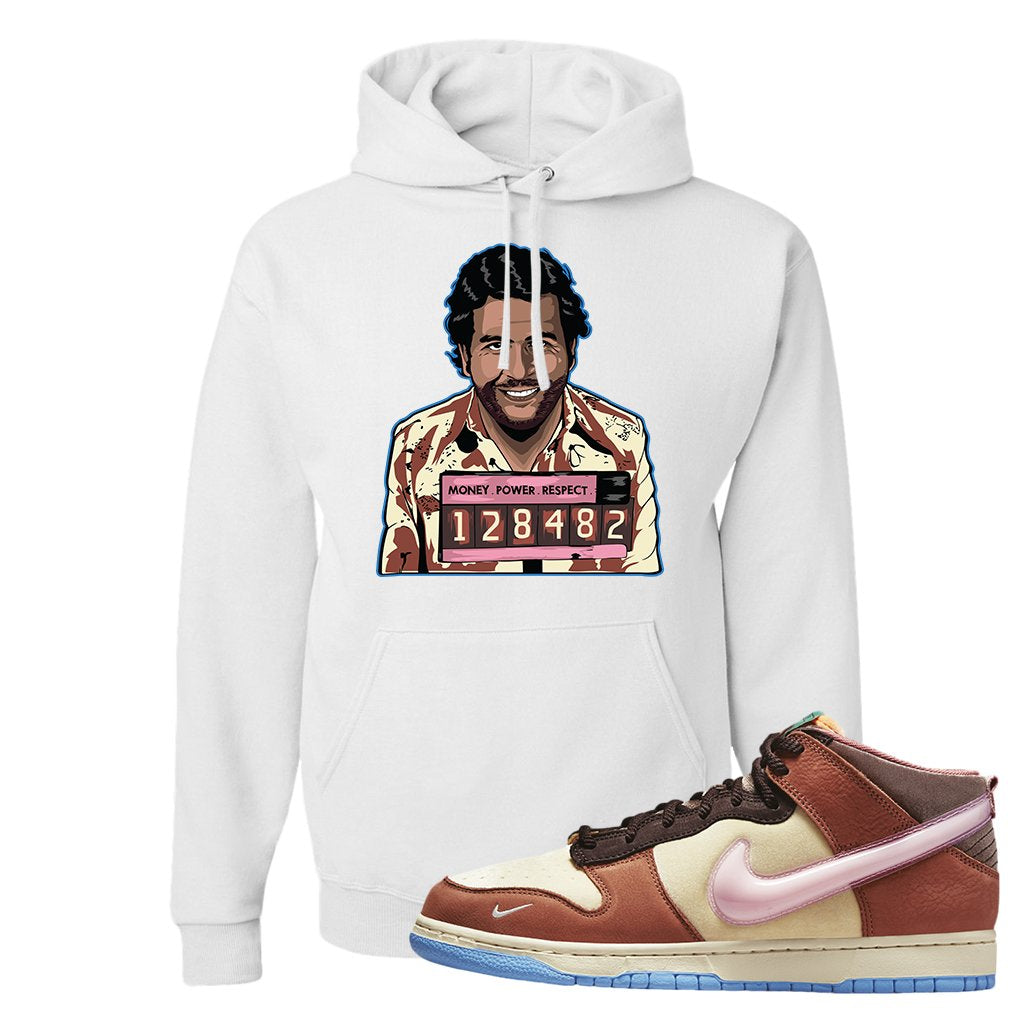 Chocolate Milk Mid Dunks Hoodie | Escobar Illustration, White