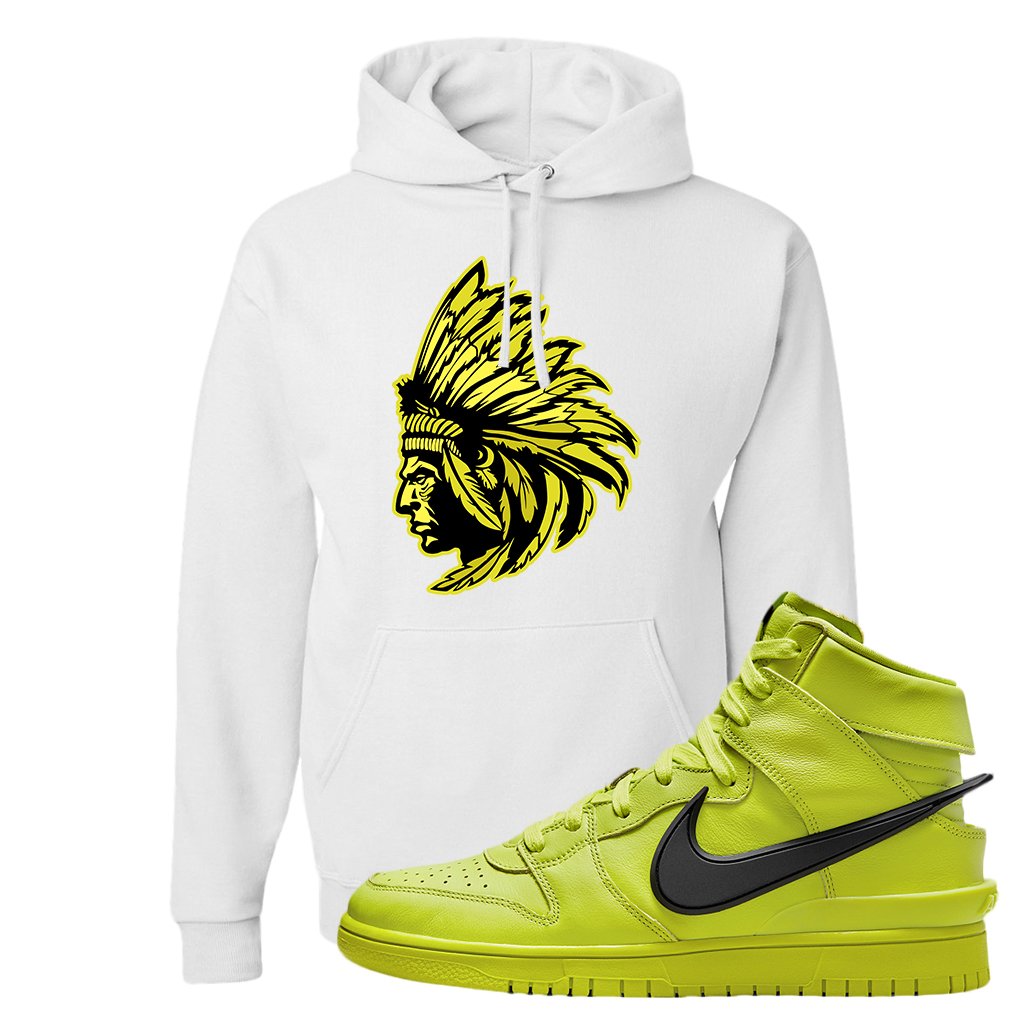 Atomic Green High Dunks Hoodie | Indian Chief, White