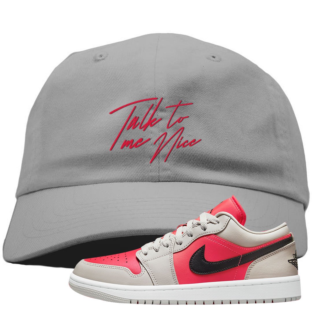 Light Iron Ore Low 1s Dad Hat | Talk To Me Nice, Light Gray