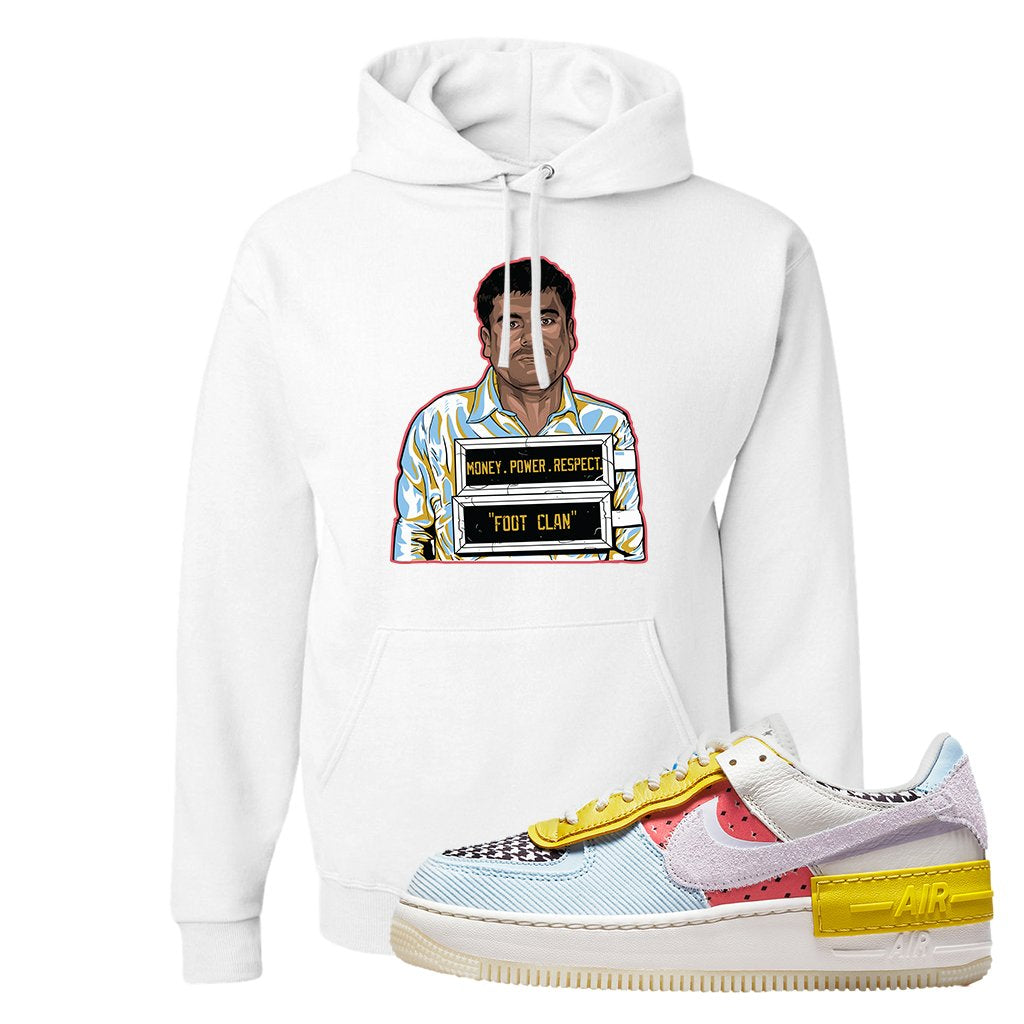 Air Force 1 Shadow Multi-Color Hoodie | El Chapo Illustration, White