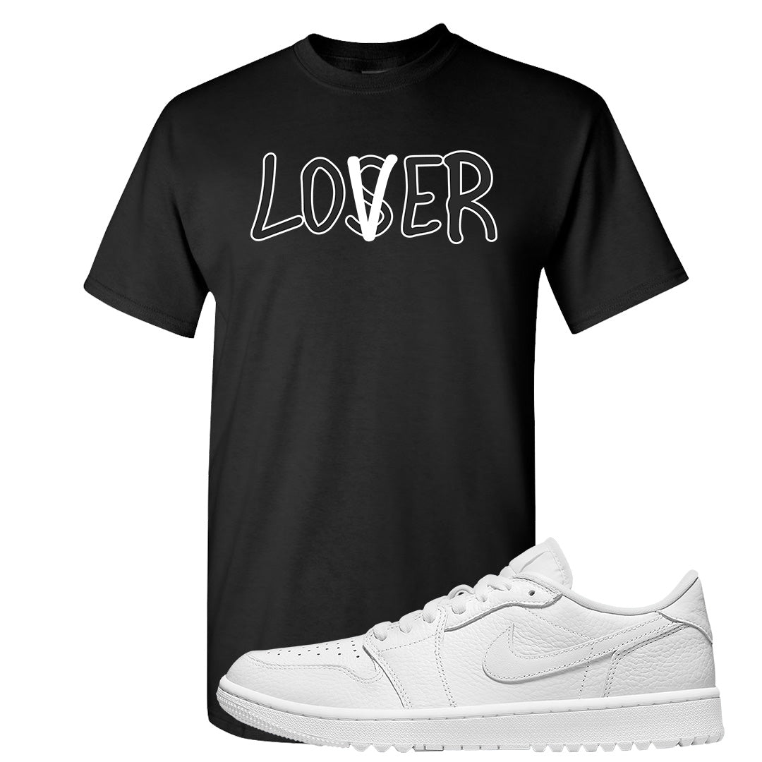 Triple White Golf Low 1s T Shirt | Lover, Black