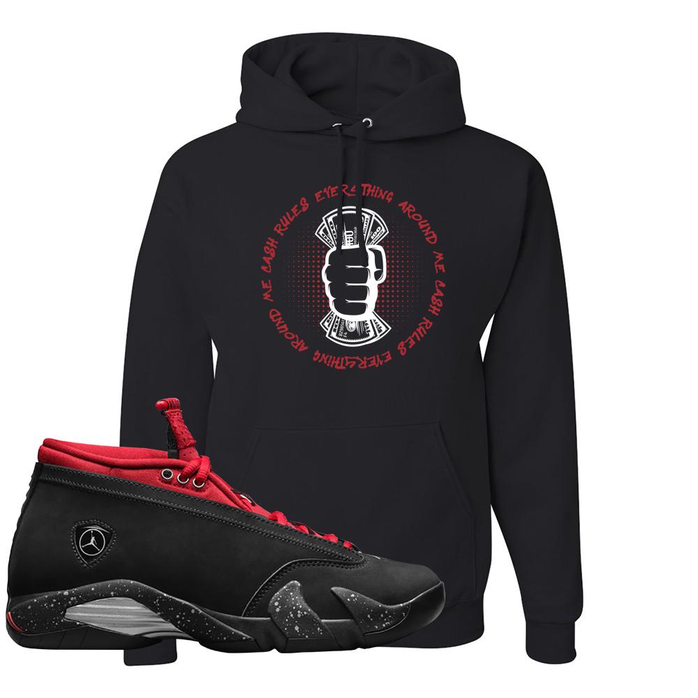 Red Lipstick Low 14s Hoodie | Cash Rules Everything Around Me, Black