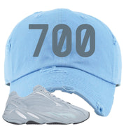 Yeezy Boost 700 V2 Hospital Blue 700 Sneaker Matching Sky Blue Distressed Dad Hat