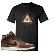 Earthy Brown Mid 1s T Shirt | All Seeing Eye, Black