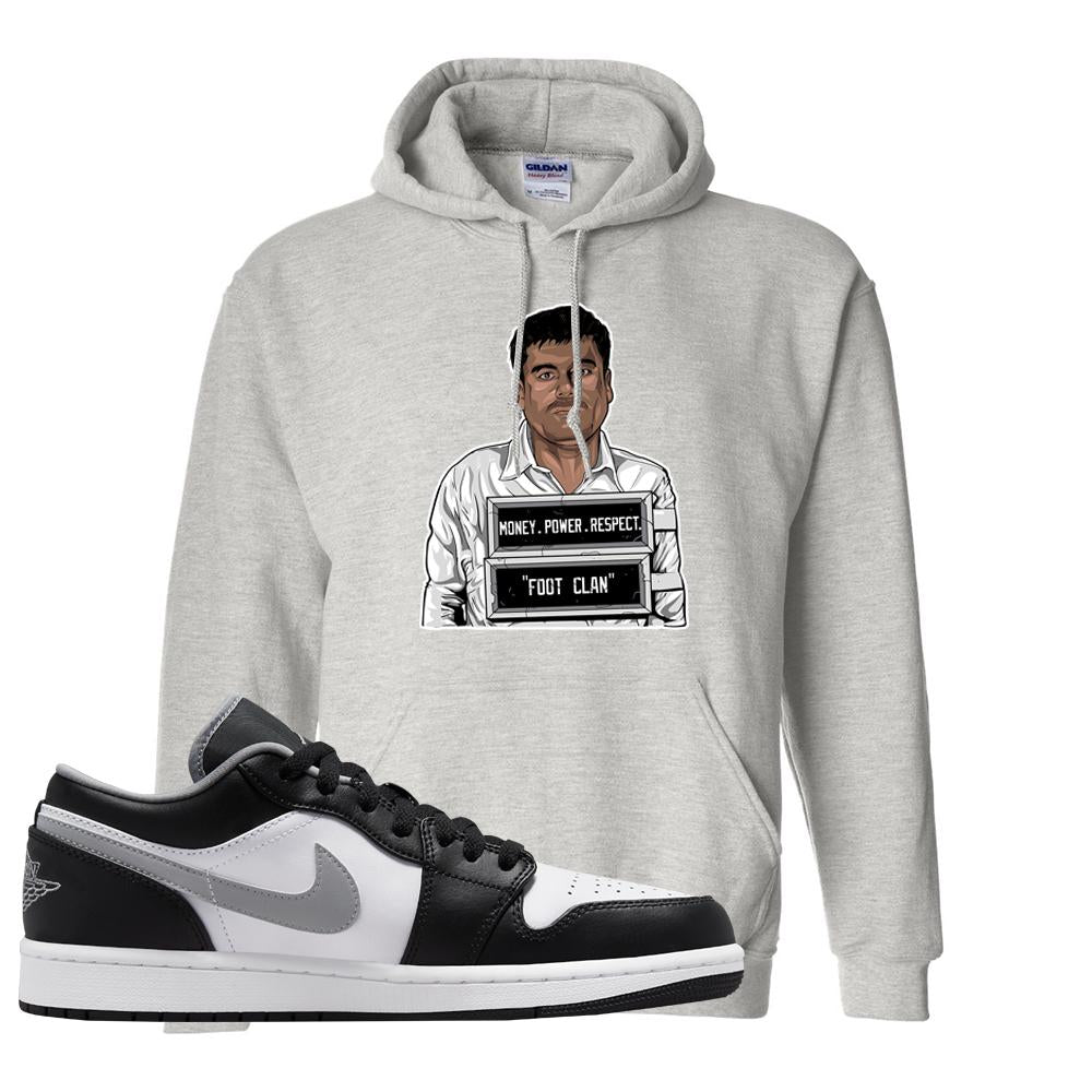 Air Jordan 1 Low Black Medium Grey Hoodie | El Chapo Illustration, Ash