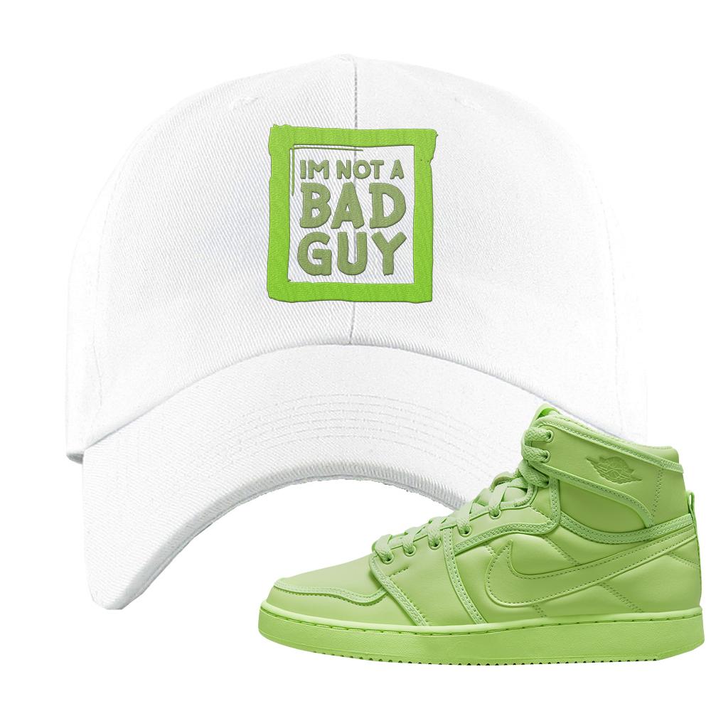 Neon Green KO 1s Dad Hat | I'm Not A Bad Guy, White