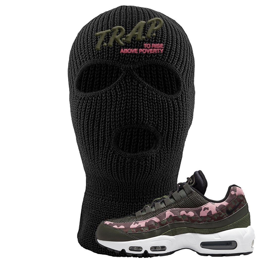 Olive Pink Camo 95s Ski Mask | Trap To Rise Above Poverty, Black