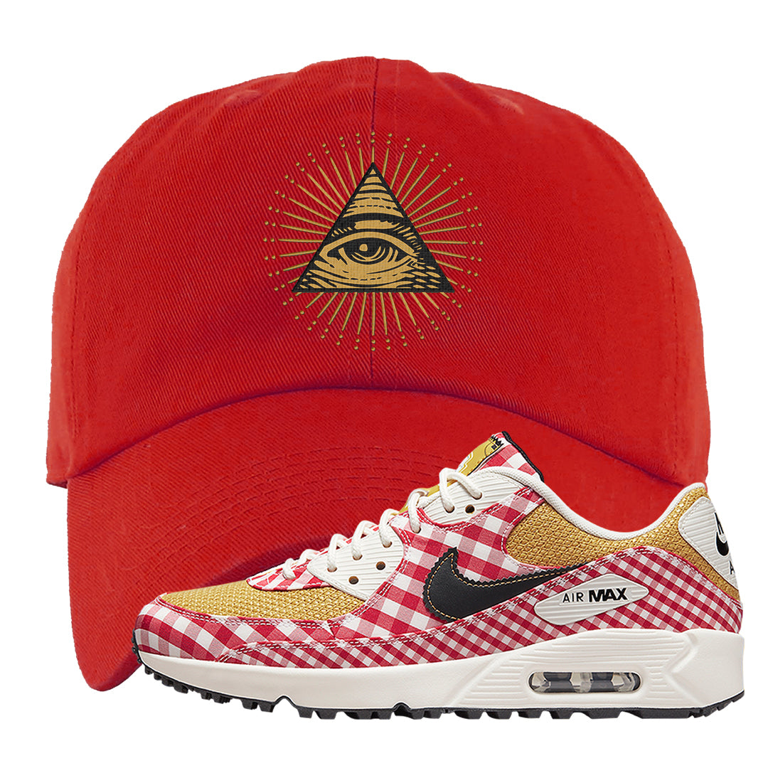 Picnic Golf 90s Dad Hat | All Seeing Eye, Red