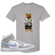 Air Jordan 1 Mid Grey Ice Blue T Shirt | Sweater Bear, Gravel