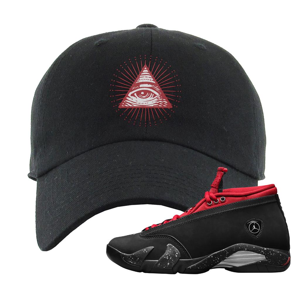 Red Lipstick Low 14s Dad Hat | All Seeing Eye, Black