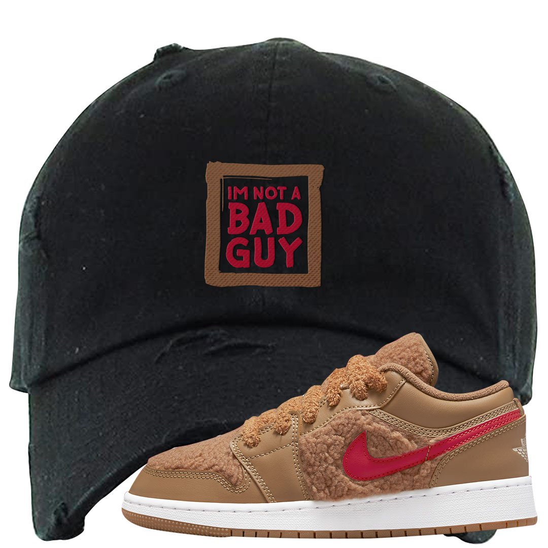 Teddy Bear Low 1s Distressed Dad Hat | I'm Not A Bad Guy, Black
