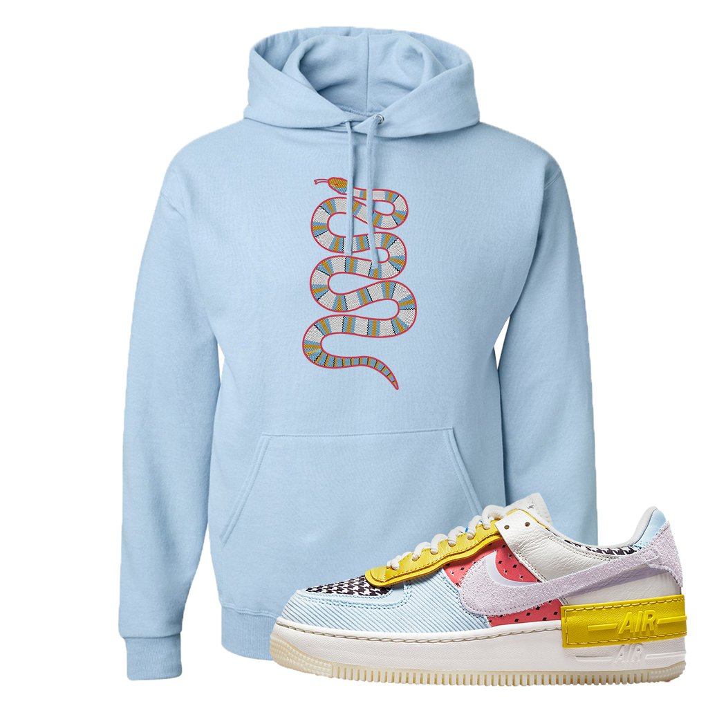Air Force 1 Shadow Multi-Color Hoodie | Coiled Snake, Light Blue