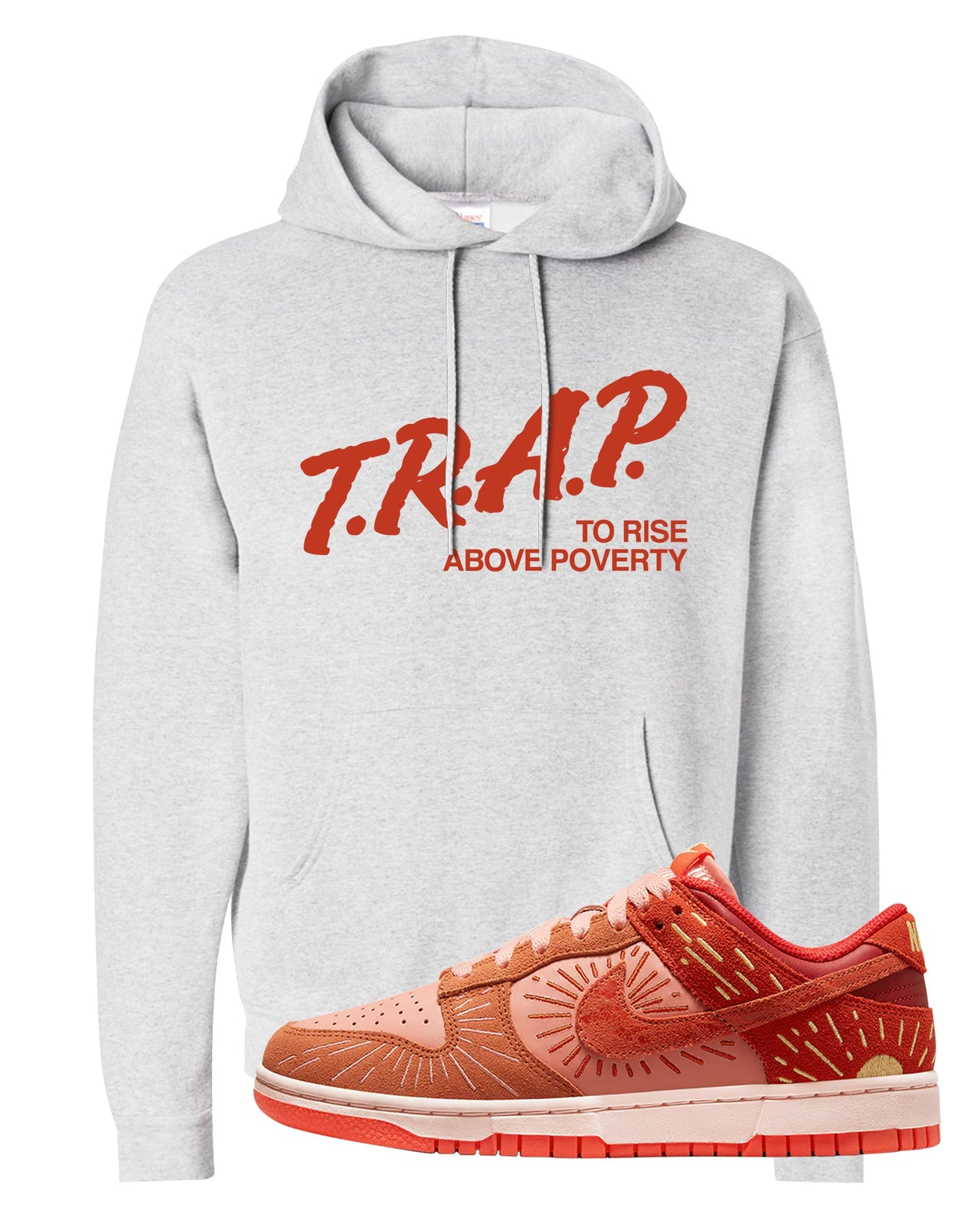 Solstice Low Dunks Hoodie | Trap To Rise Above Poverty, Ash