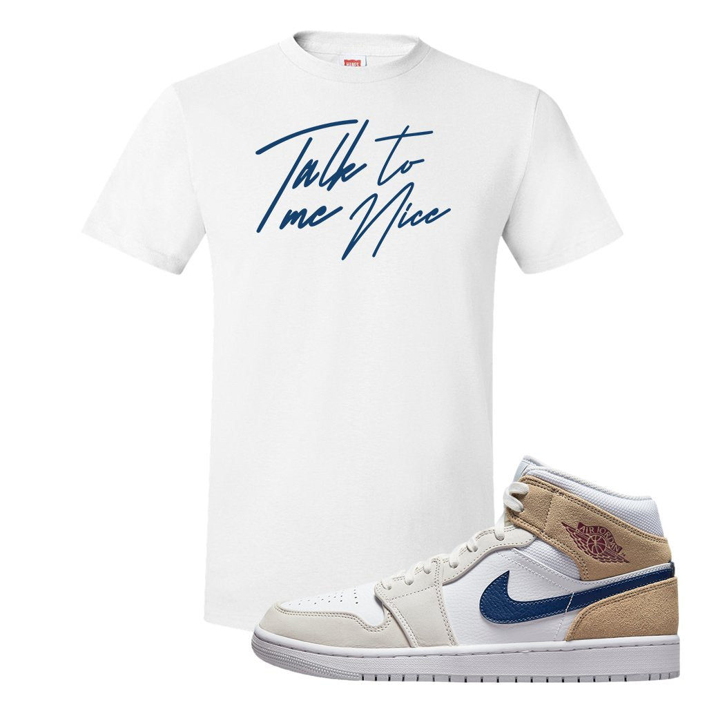 White Tan Navy 1s T Shirt | Talk To Me Nice, White