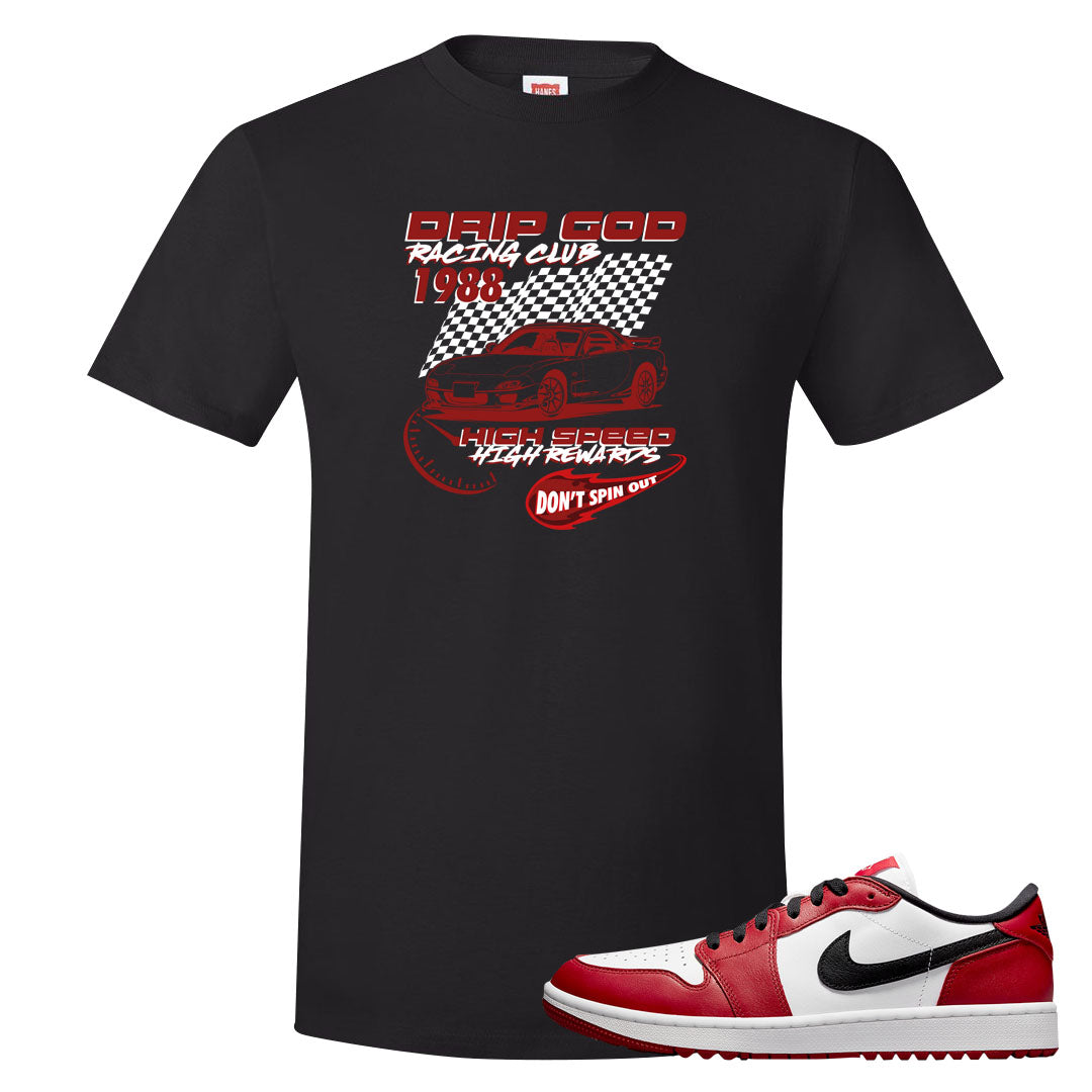 Chicago Golf Low 1s T Shirt | Drip God Racing Club, Black
