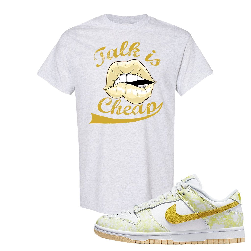 Yellow Strike Low Dunks T Shirt | Talk Is Cheap, Ash