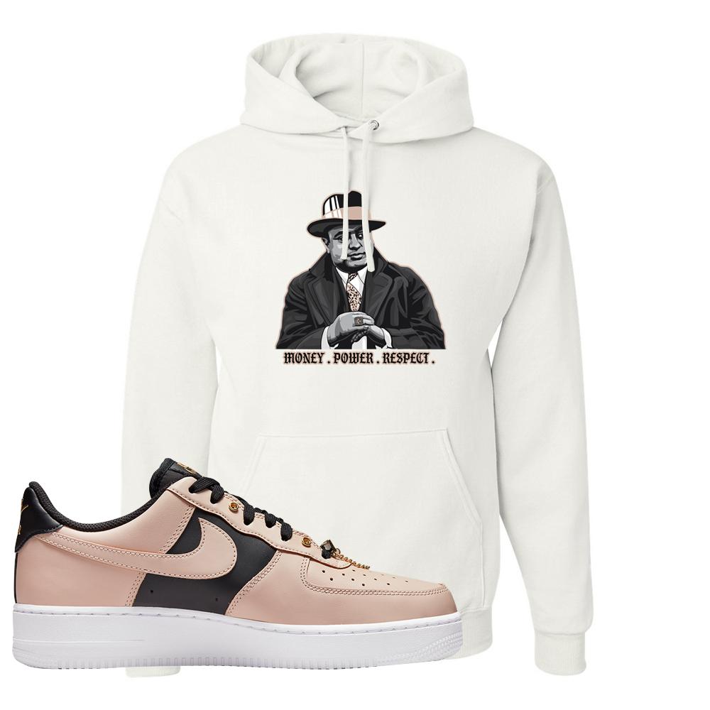 Air Force 1 Low Bling Tan Leather Hoodie | Capone Illustration, White