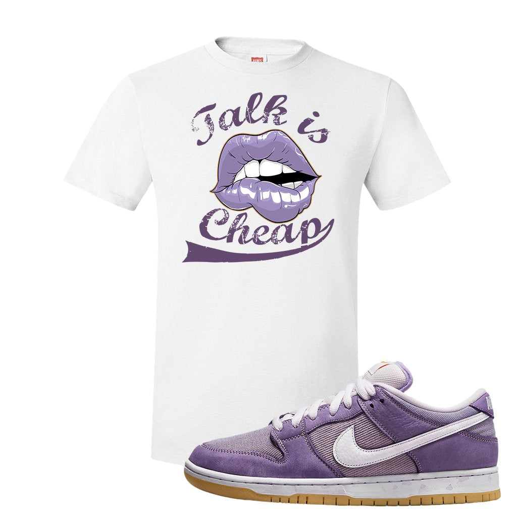 Unbleached Purple Lows T Shirt | Talk Lips, White