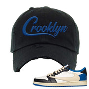 Sail Black Military Blue Shy Pink Low 1s Distressed Dad Hat | Crooklyn, Black