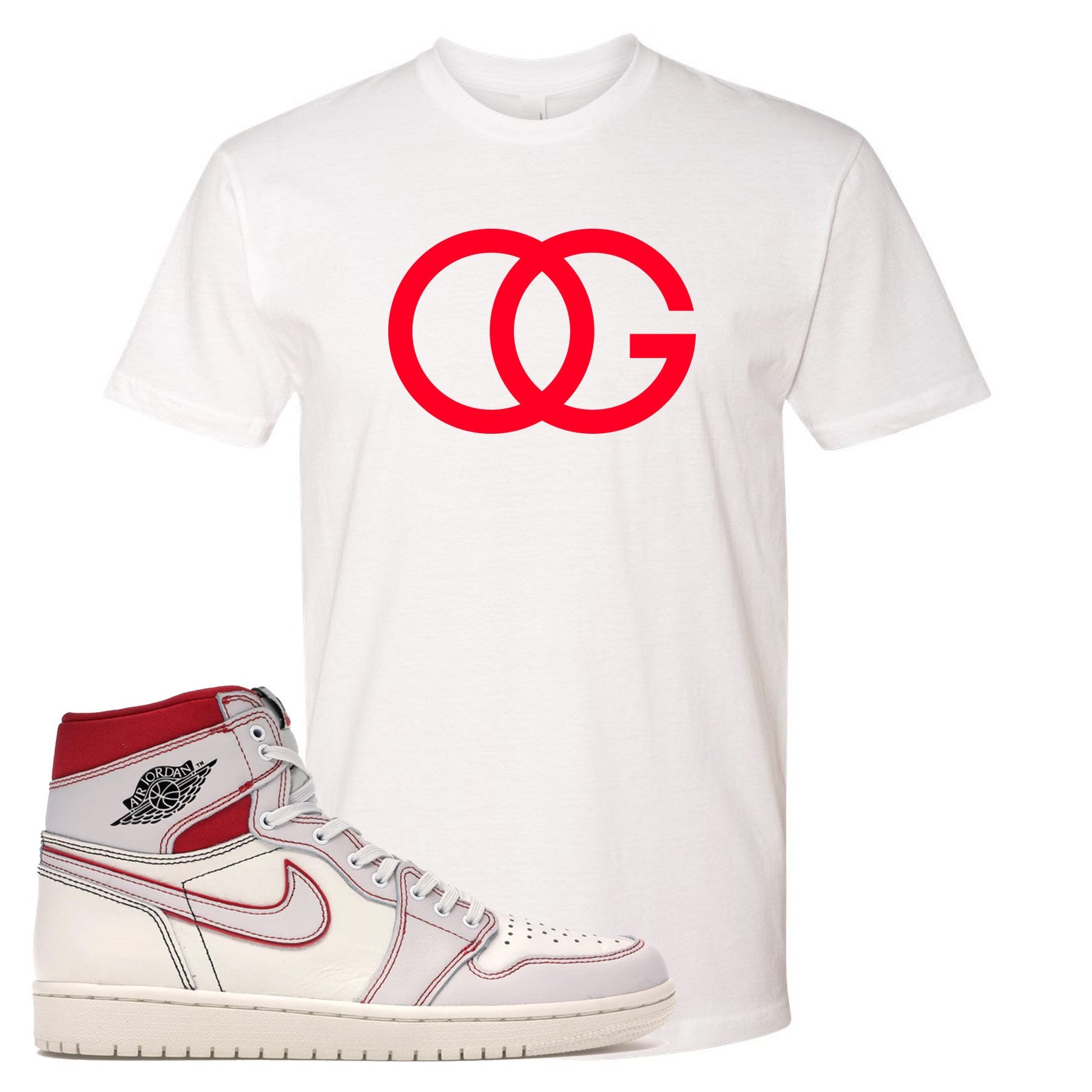 White and red t-shirt to match the white and red High Retro Jordan 1 shoes