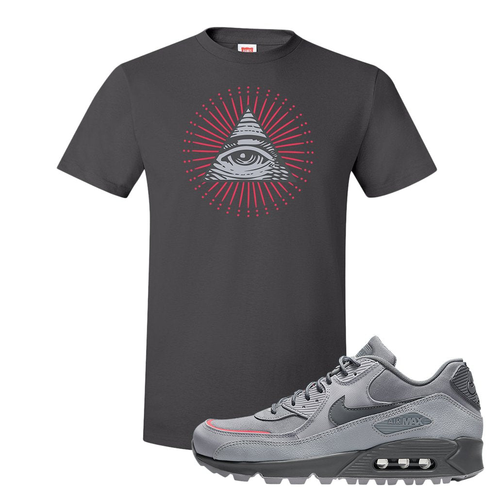 Wolf Grey Surplus 90s T Shirt | All Seeing Eye, Smoke Grey