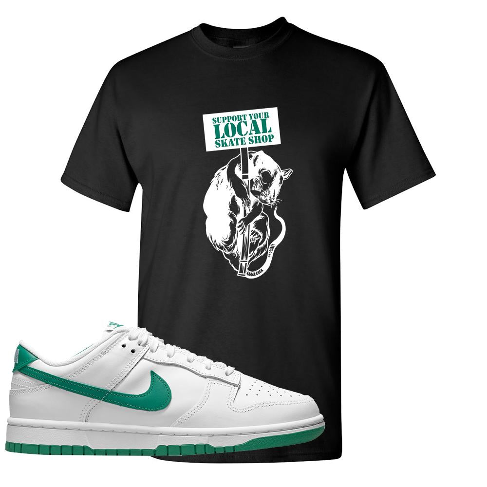 White Green Low Dunks T Shirt | Support Your Local Skate Shop, Black