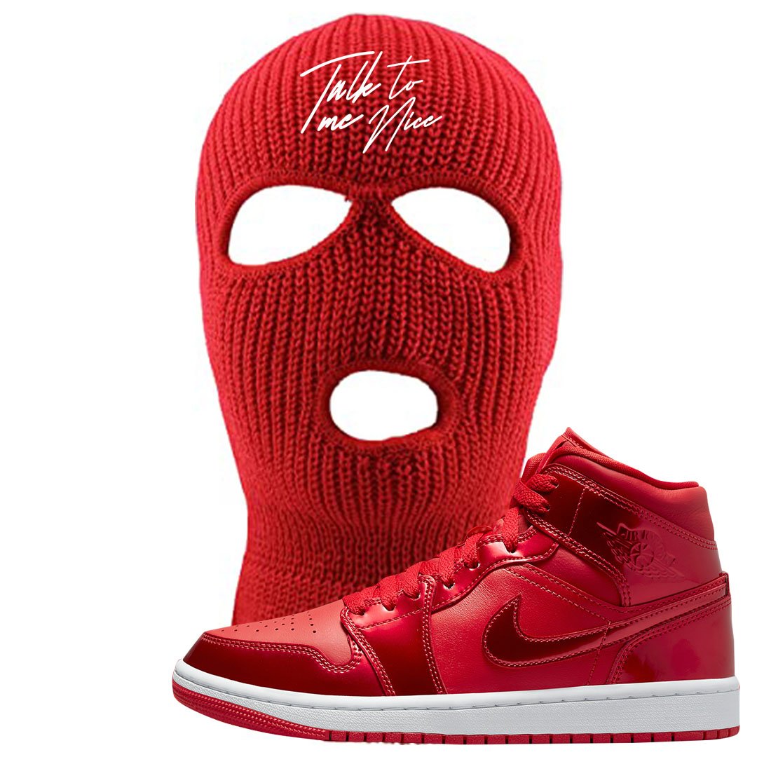 University Red Pomegranate Mid 1s Ski Mask | Talk To Me Nice, Red