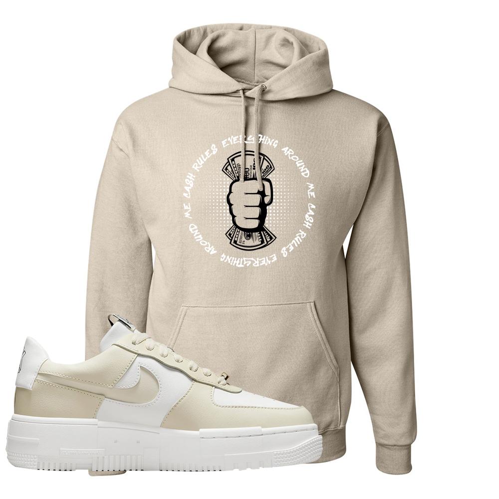 Pixel Cream White Force 1s Hoodie | Cash Rules Everything Around Me, Sand